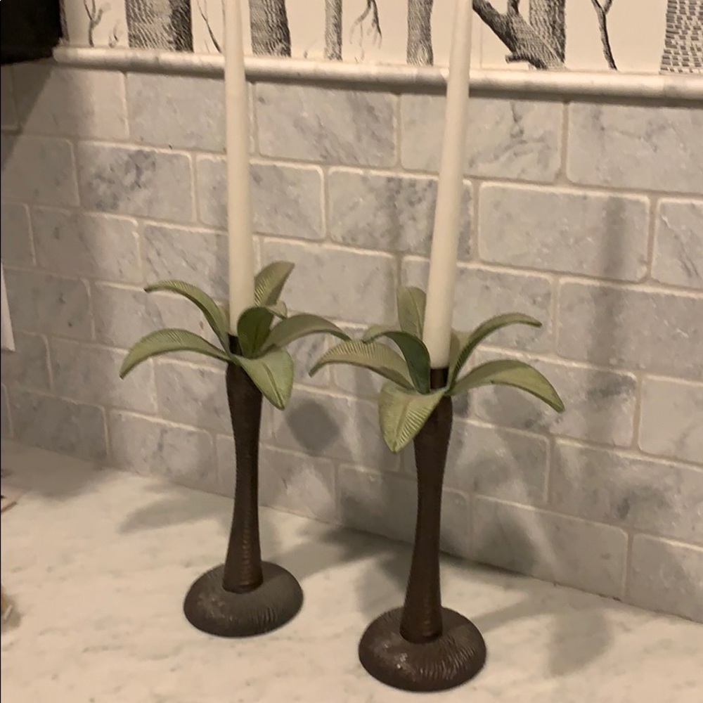 Palm tree candle stick holders